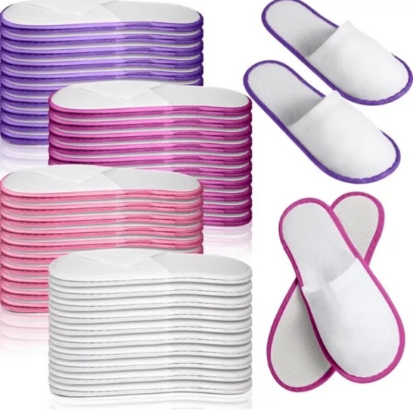 Lot 10/50Pairs Unisex Hotel Slippers Spa Shoes Disposable Multiple Colors - Picture 1 of 3